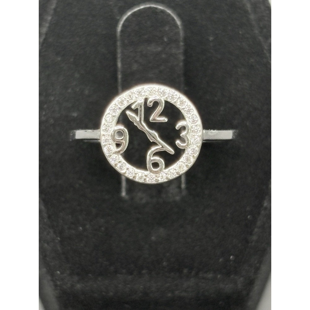 New Condition Cubic Zirconia Clock Face Ring 925 Size 7 F16